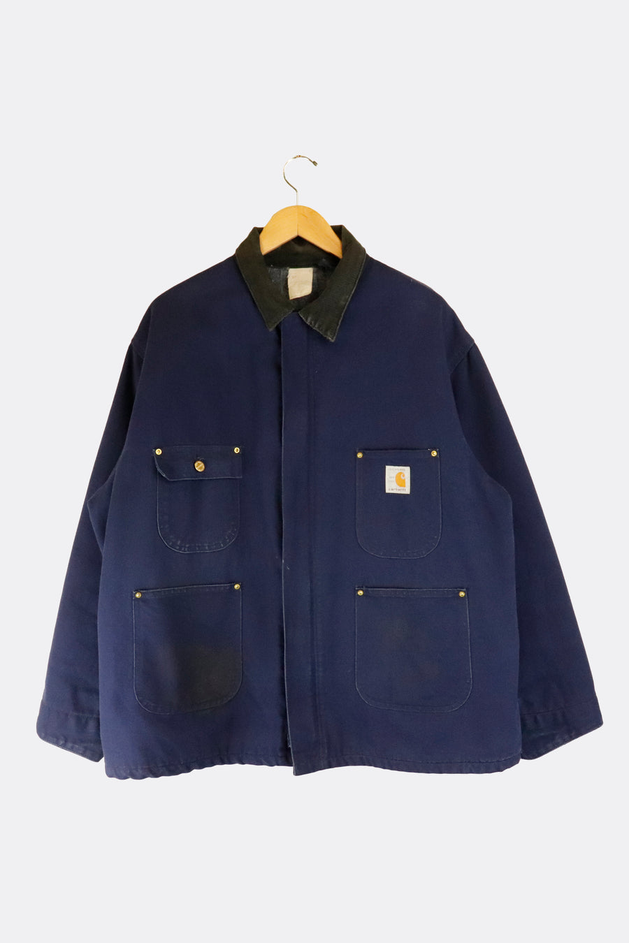 Vintage Carhartt Blanket Lined 100year Patch Chore Blue Jacket Sz 2XL