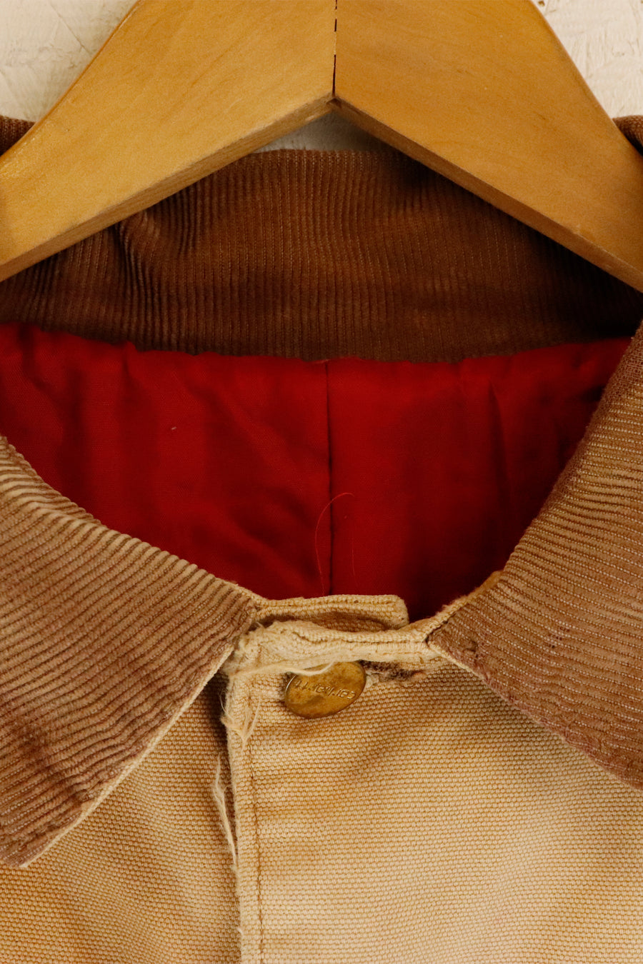 Vintage Carhartt Red Lined Chore Corduroy Collared Jacket Sz XL