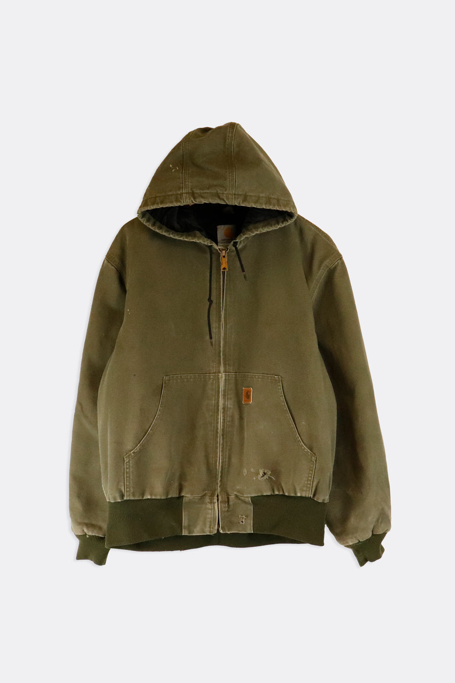 Vintage 2009 Carhartt Full Zip Hooded Frayed Pocket Jacket Sz L