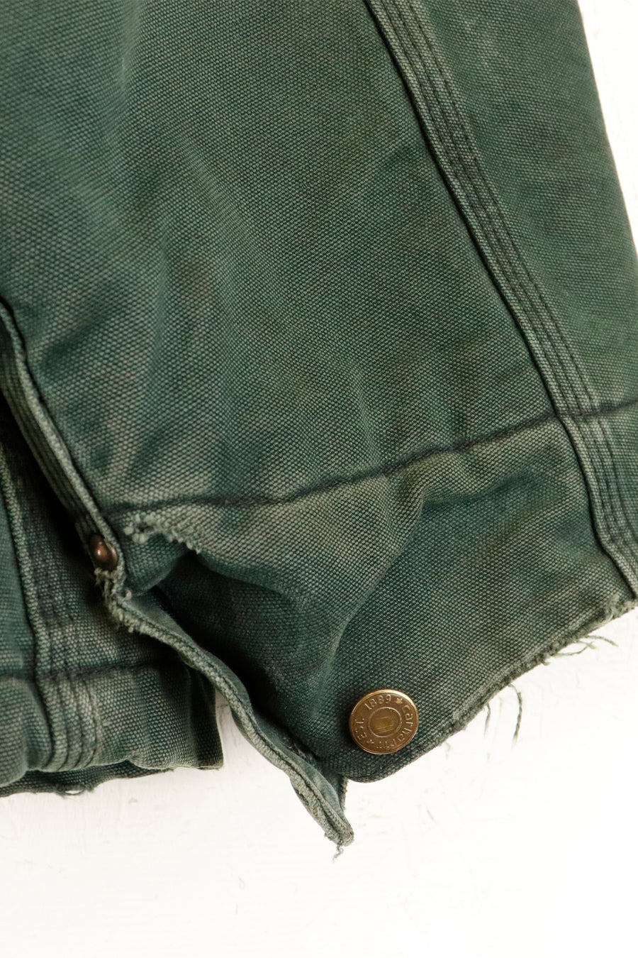 Vintage Carhartt Blanket Lined Chore Green Denim Collared Jacket Sz 2XL