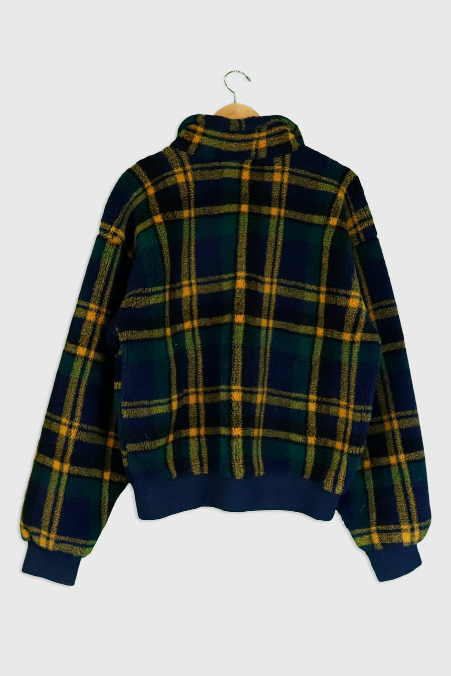 Vintage Fleece Flannel Pattern Full Zip Sweatshirt Sz M