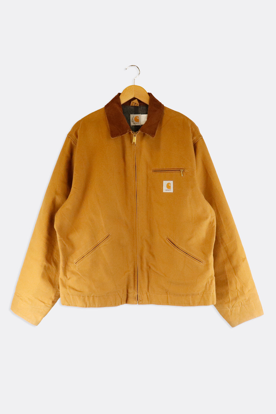 Vintage Carhartt Blanket Lined Detroit Brown Corduroy Collar Jacket Sz XL