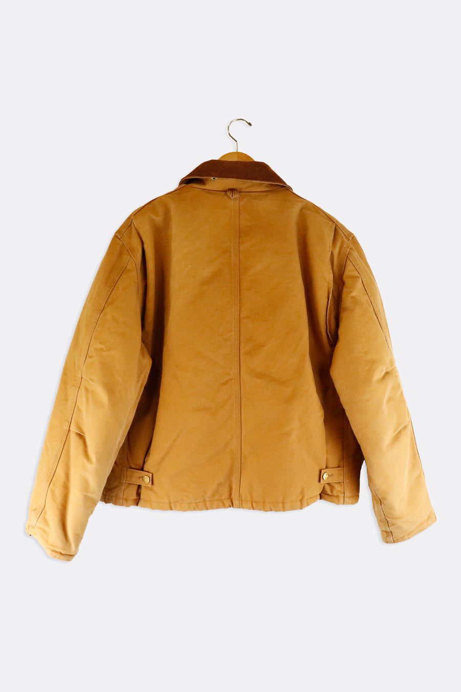Vintage Carhartt Full Zip Velcro Patch Brown Corduoy Collar Jacket Sz XL