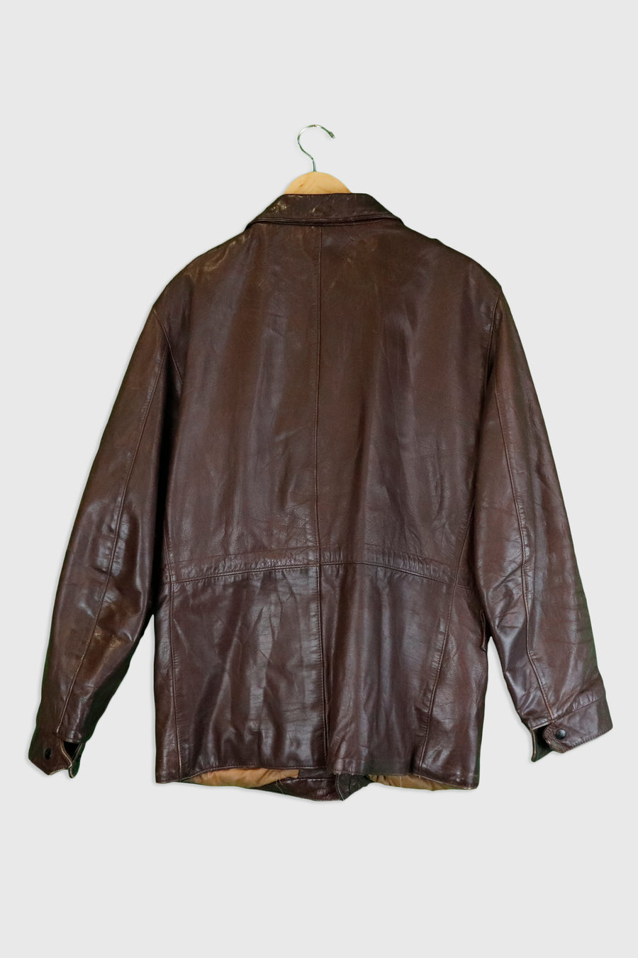 Vintage Full Zip Multi Pocket Fitted Waist Leather Jacket
