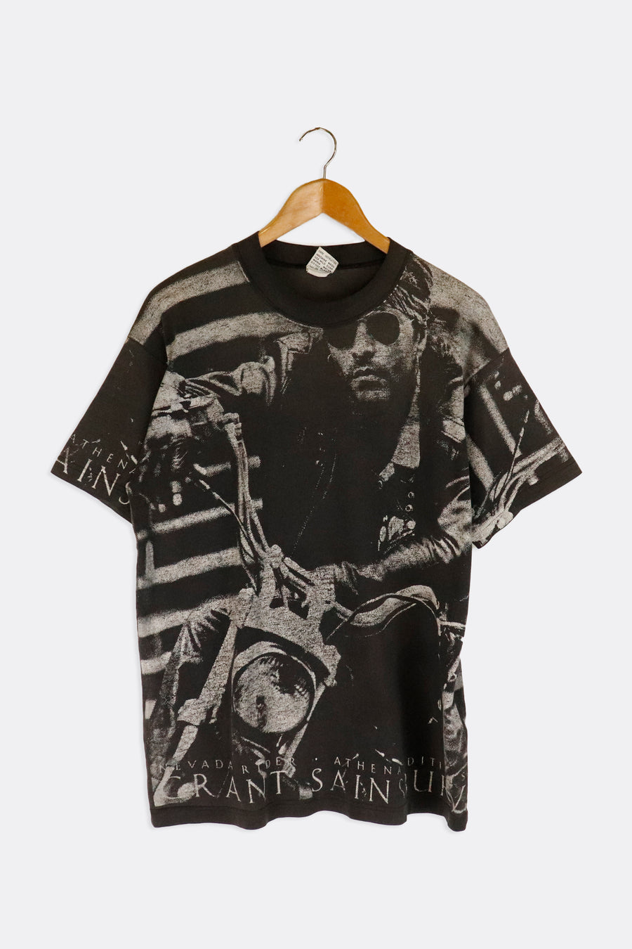 Vintage Grant Sainsbury All Over Face Distressed Print T Shirt