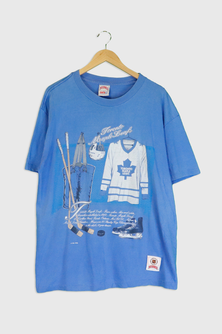 Vintage 1992 NHL Nutmeg Toronto Maple Leafs T Shirt Sz XL