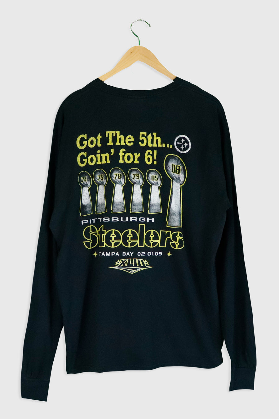 Vintage 2009 Pittsburgh Steelers Superbowl Long Sleeve T Shirt Sz L