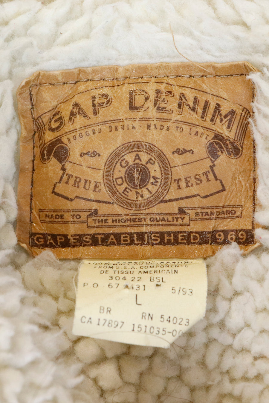 Vintage Gap Denim Sherpa Lined Snap Button Jacket Sz L