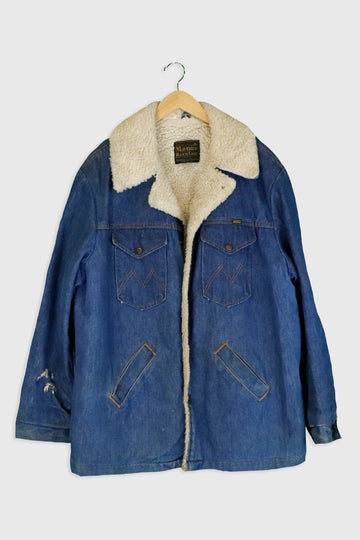 Vintage Maverick Ranch Co Denim Sherpa Jacket Sz XL