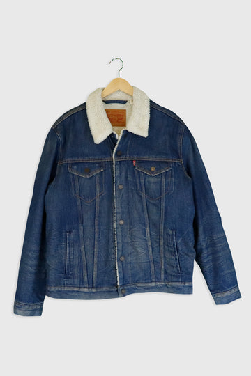 Vintage Levi's Sherpa Denim Snap Button Jacket Sz L