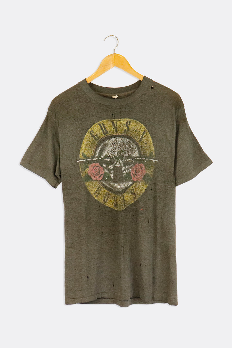 Vintage Distressed Guns And Roses Was Here Faded Logo T Shirt