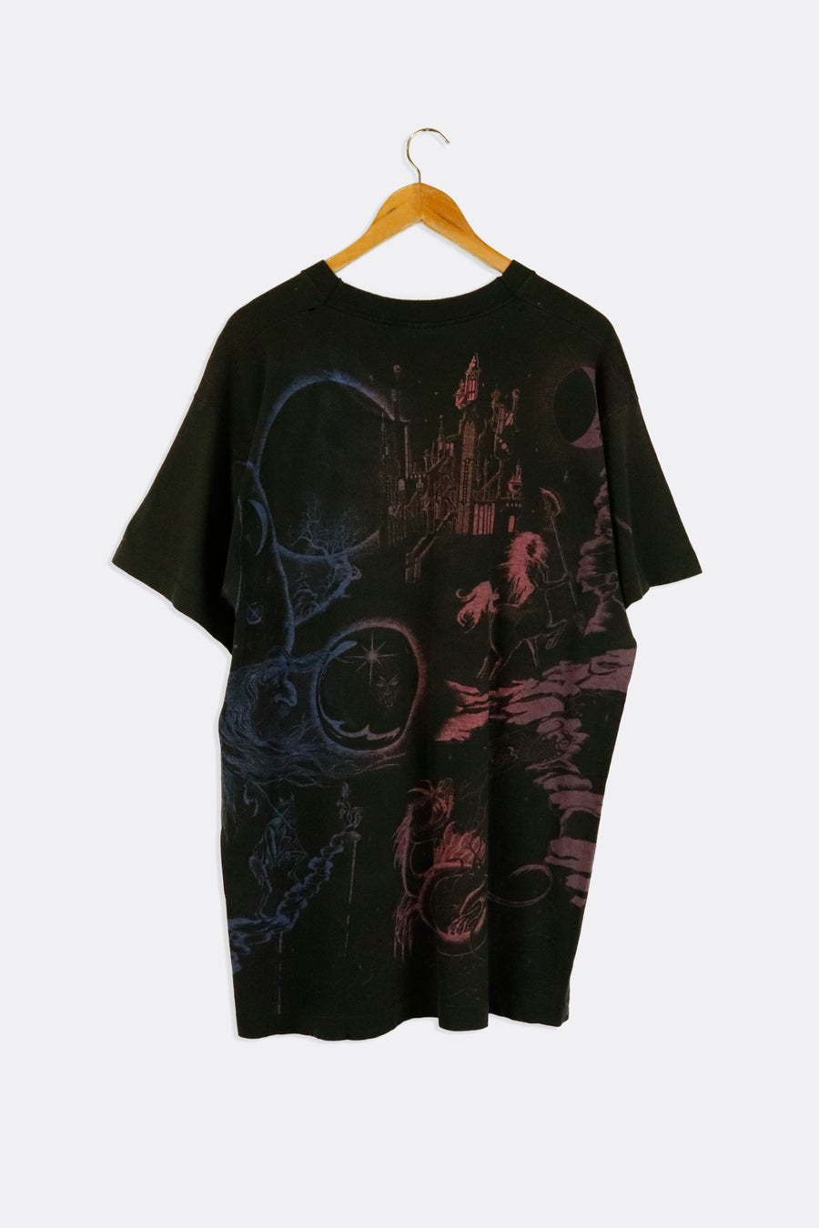 Vintage Wisconsin Multicolour Mystical Creatures And Castles All Over Graphic T Shirt Sz XL