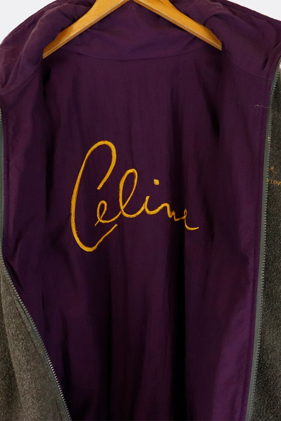 Vintage Reversible Sony Music Celine The Color Of My Love Grey Fleece/ Purple Gold Full Zip Jacket