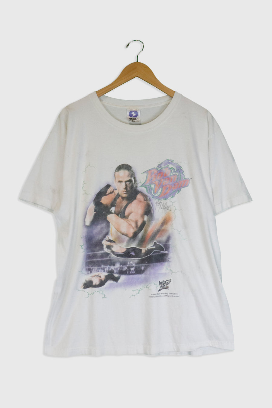 Vintage 2002 WWF Rob Van Dam Signed T Shirt Sz L