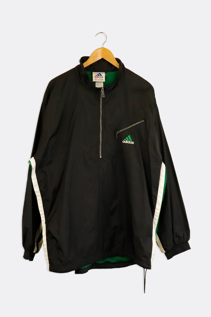 Vintage Adidas Quarter Zip Windbreaker Mesh Siding Outerwear Sz L