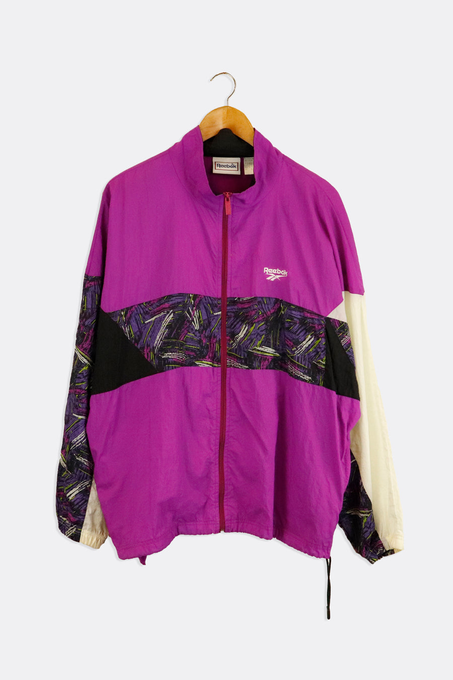 Vintage Reebok Full Zip Multicolor Patterned Middle Section Wind Breaker Sz L