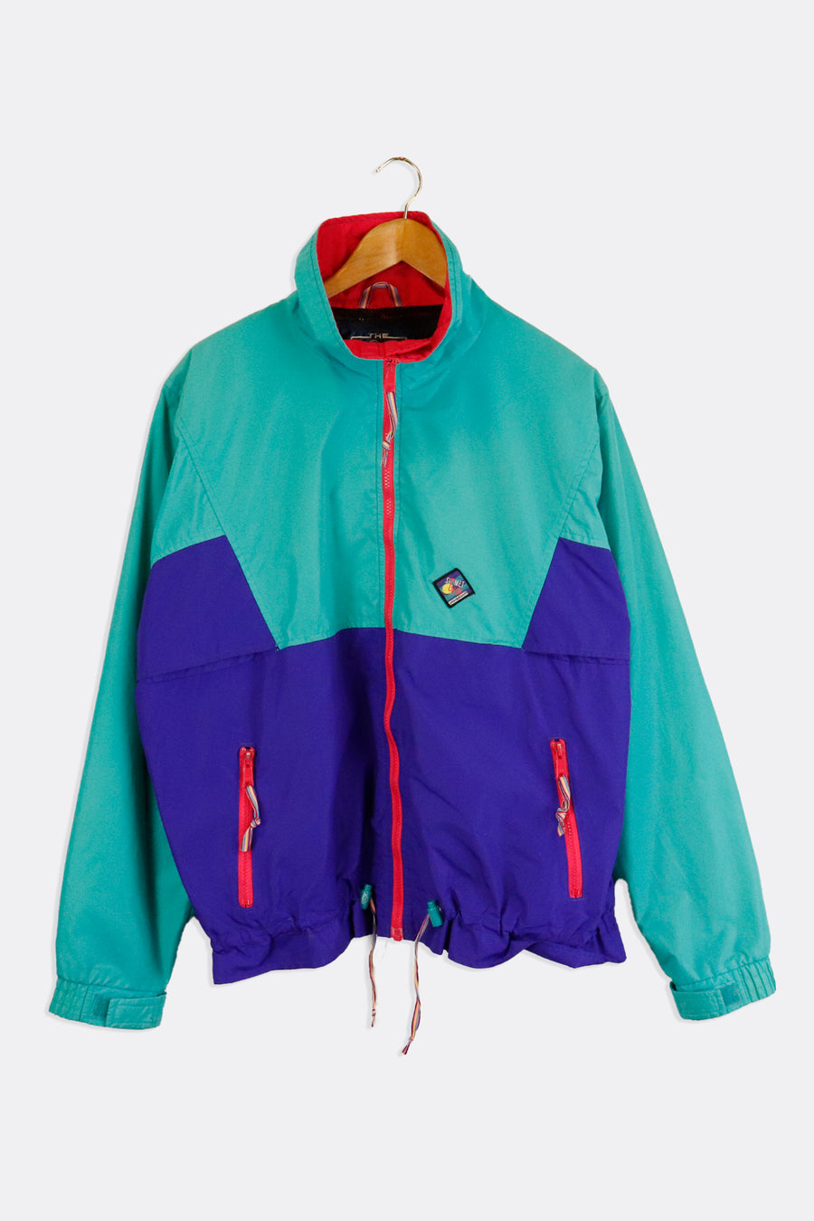 Vintage Sigment Gear Full Zip Color Block Neon Zippers Wind Breaker Outerwear