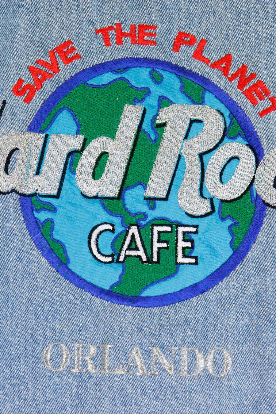 Vintage Hard Rock Cafe Denim Embroidered Jacket Sz L