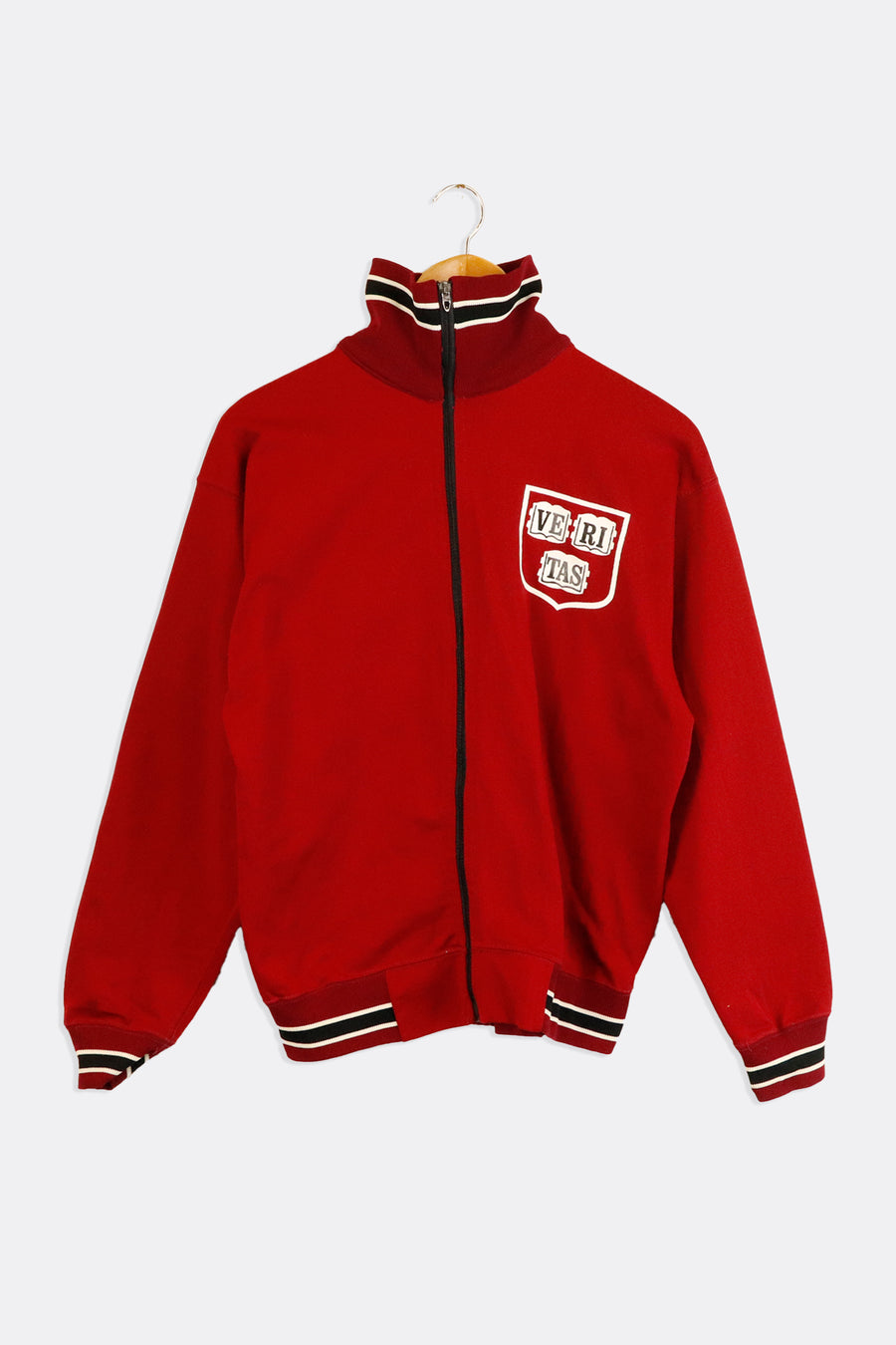 Vintage Harvard Full Zip Warm Up Veritas Vinyl Logo And Lettering Outerwear Sz L