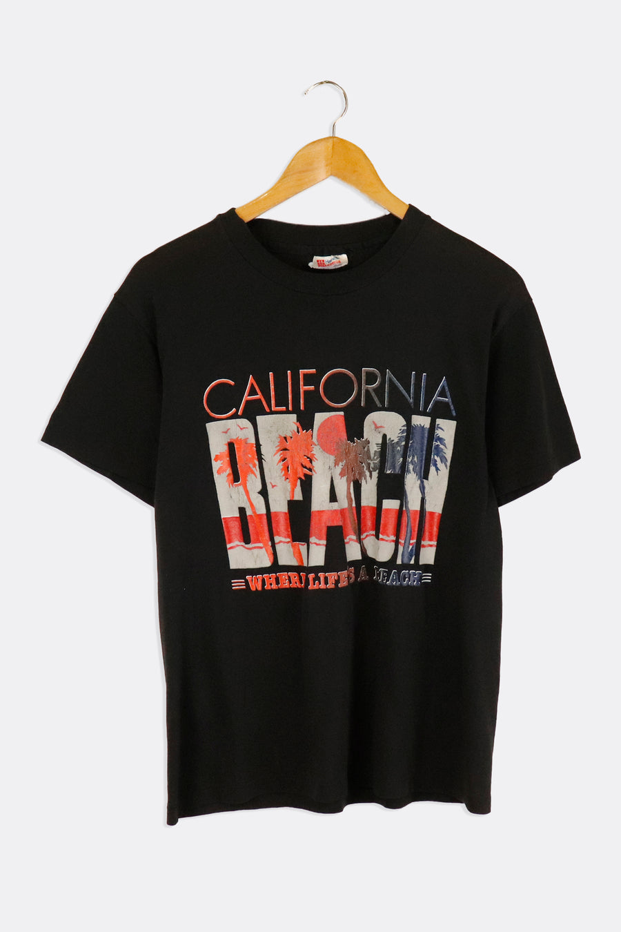 Vintage California Dream Where Lifes A Beach Vinyl Palm Tree Shilouette Vinyl T Shirt