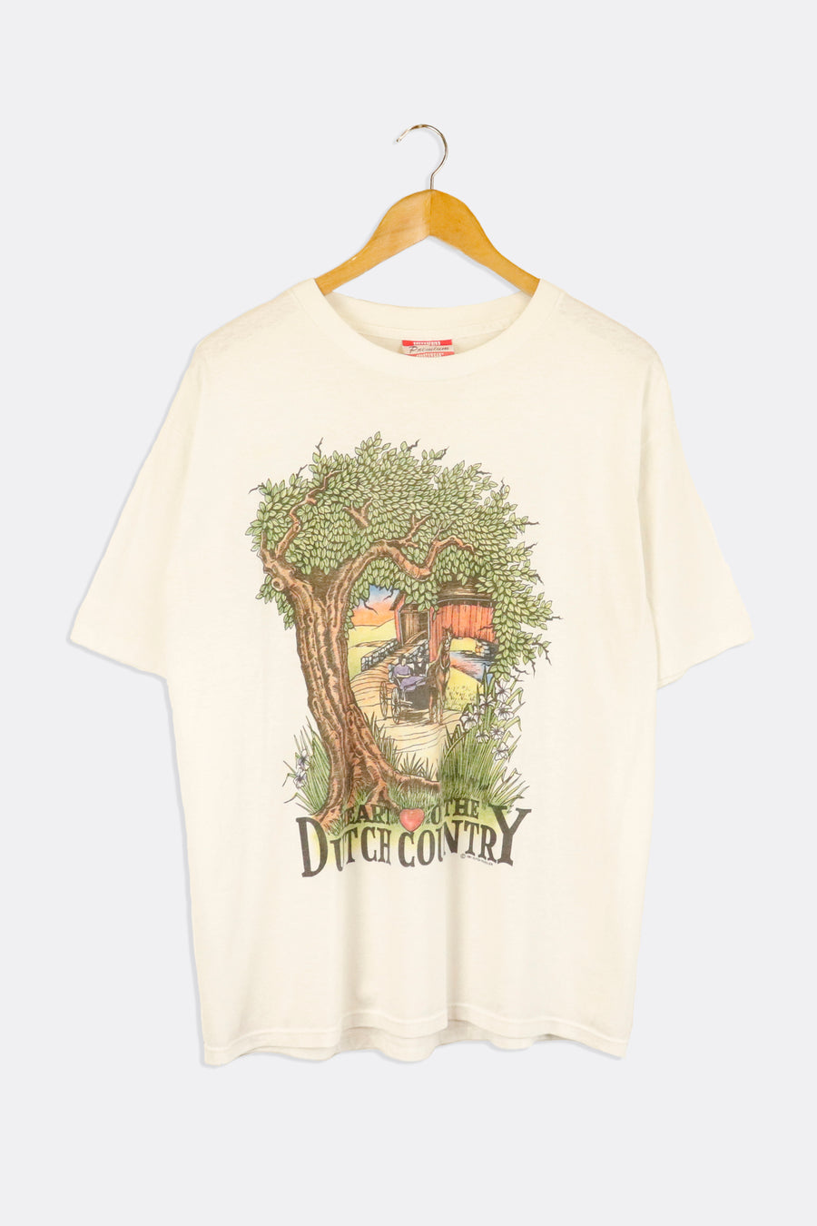 Vintage 1991 Heart Of The Dutch Country Tree Horse And Carriage Full Coverage T Shirt