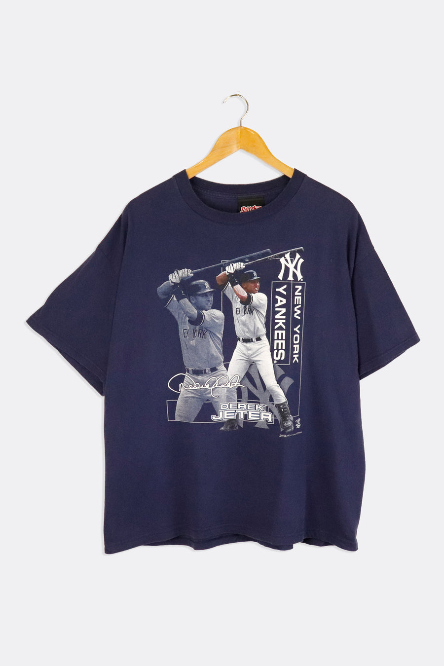 Vintage 2006 MLB New York Yankees Derrick Jeter Portrait Vinyl T Shirt Sz XL