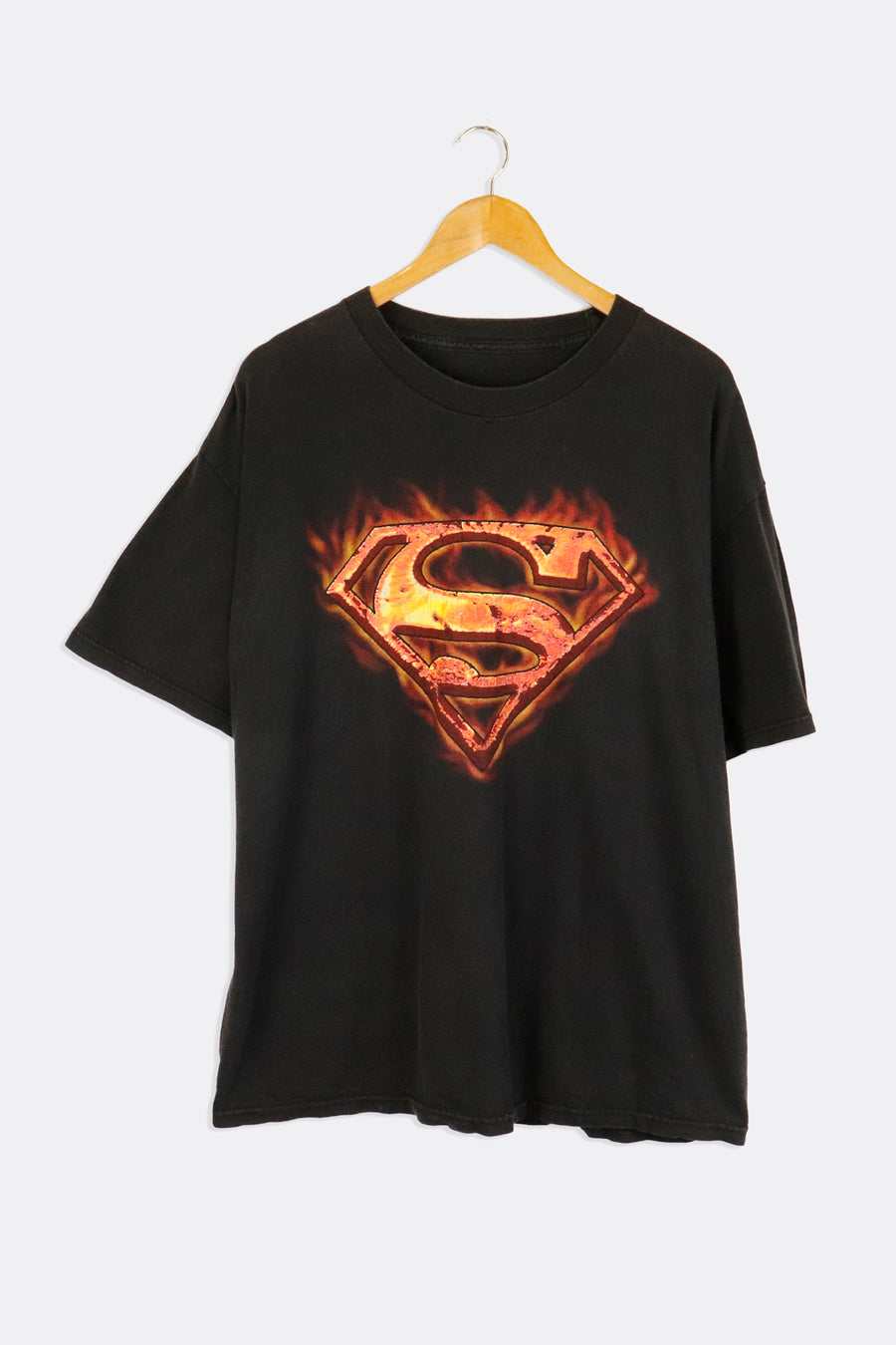 Vintage Superman Complete Flame Logo Vinyl T Shirt