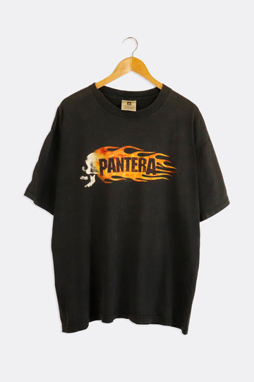 Vintage 2000 Pantera Flaming Side Profile Skull T Shirt Sz XL