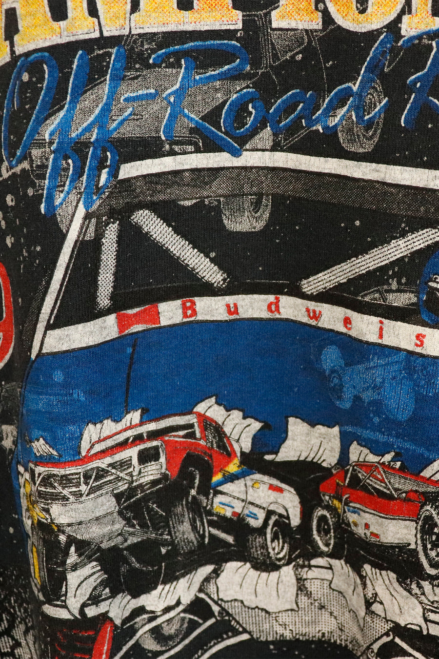 Vintage 1993 World Champion Off Road Race Pepsi Sponsored Trucks All Over Pattern T Shirt Sz L