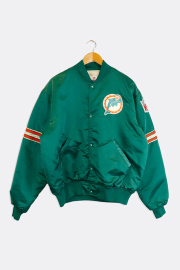 Vintage NFL Starter Miami Dolphins Authentic Pro Line Bomber Full Button Up Jacket Sz XL