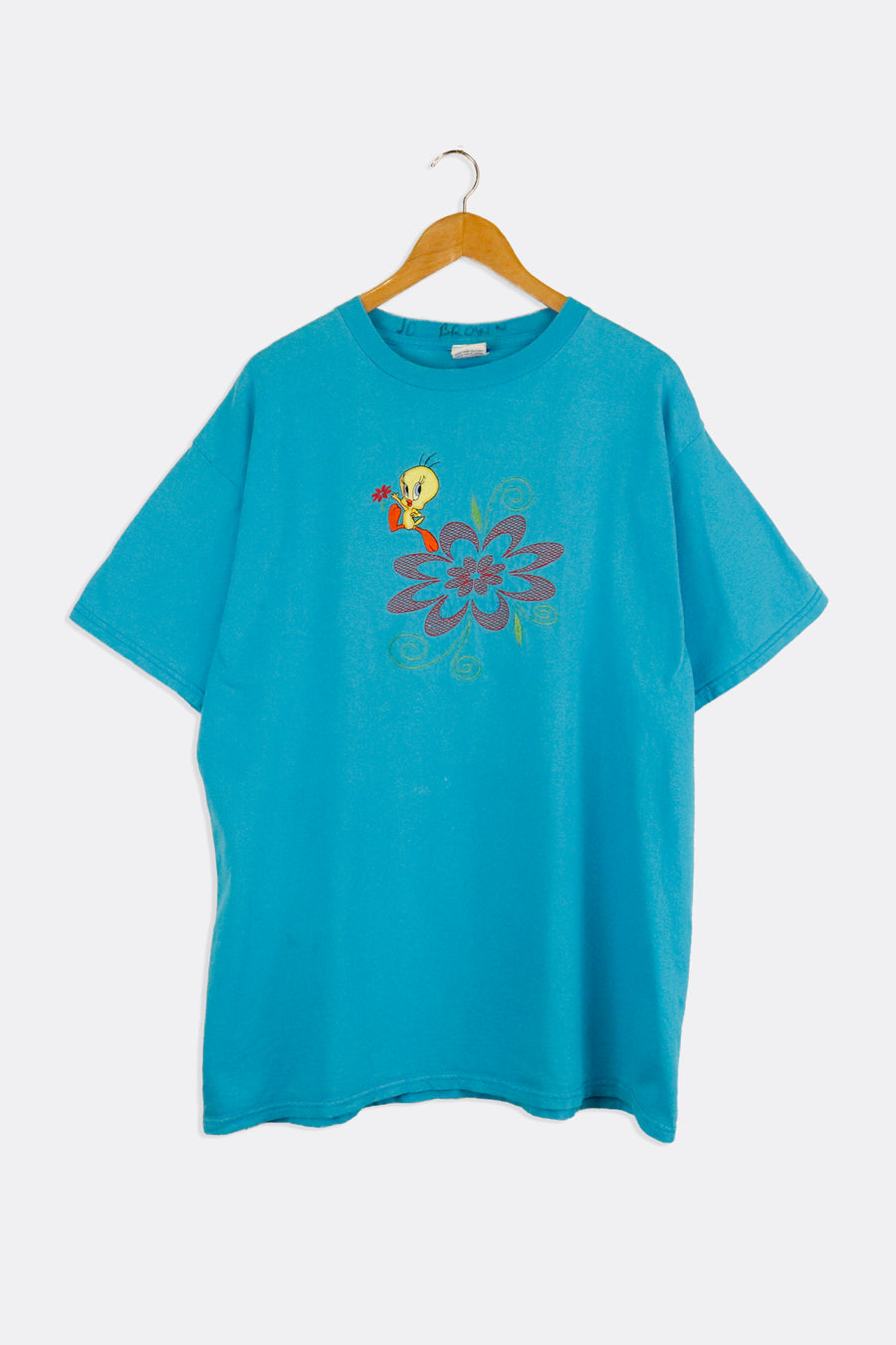Vintage 1998 Looneytunes Tweety Bird By A Flower Embroidered T Shirt