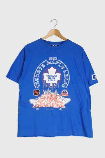 Vintage 1993 NHL Starter Toronto Maple Leafs Stanley Cup T Shirt Sz L