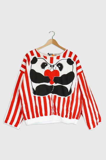 Vintage Eithen On Striped Panda Sweatshirt Sz O/S
