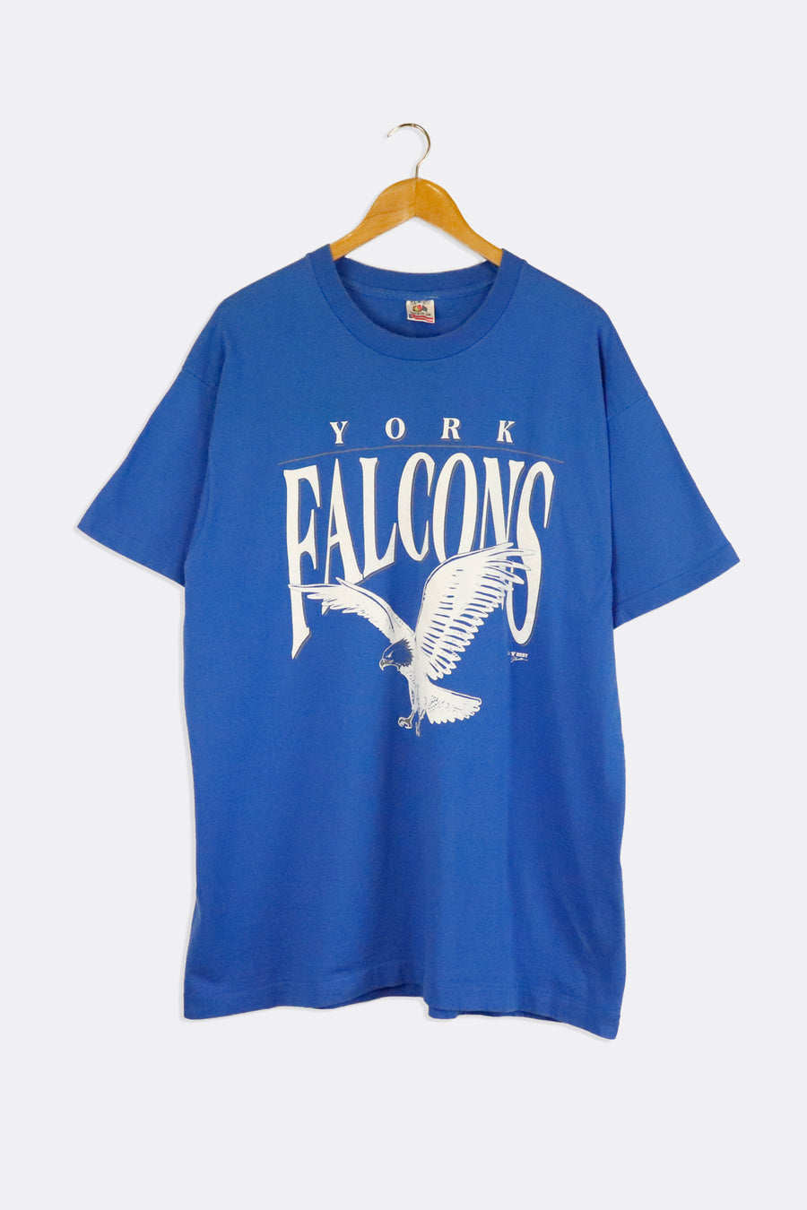 Vintage NCAA York Falcons Vinyl Falcon Graphic And Lettering T Shirt Sz XL