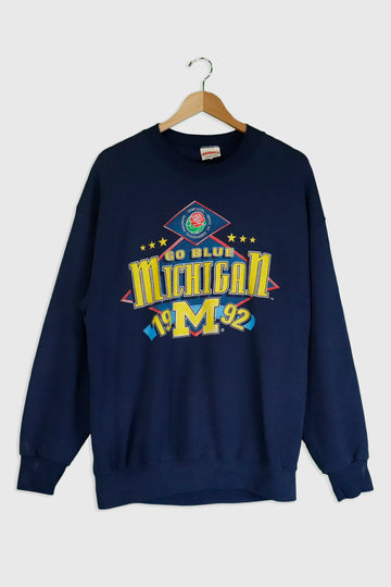 Vintage 1992 'Go Blue' Michigan Rose Bowl Sweatshirt Sz XL