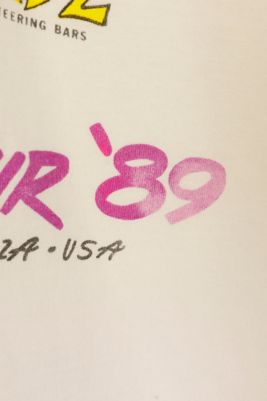 Vintage 1989 Cycle Craft World Tour Brazil Austrailia USA Neon Graphic T Shirt Sz L