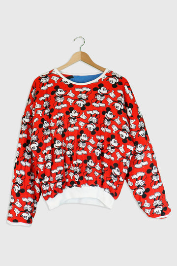 Vintage Pixelated Mickey Mouse Quilted Sweatshirt Sz XL