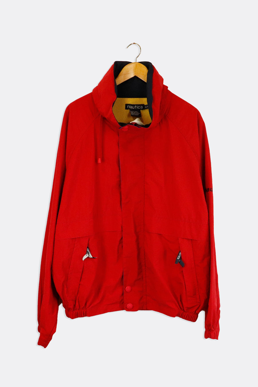 Vintage Nautica Full Zip Rain Jacket Removable Hood Outerwear Sz XL