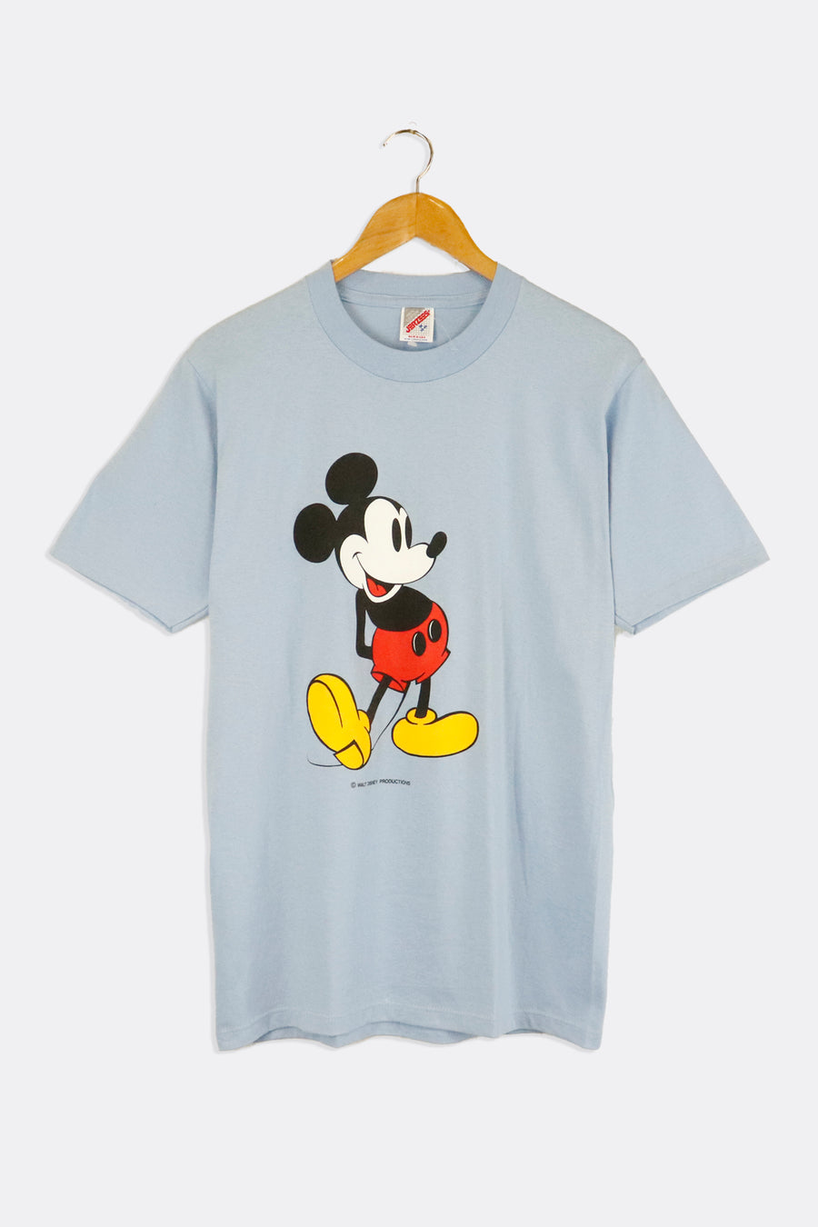 Vintage Disney Mickey Mouse Old Style Drawing Full Body Portrait Arms Begind Back Vinyl T Shirt Sz M
