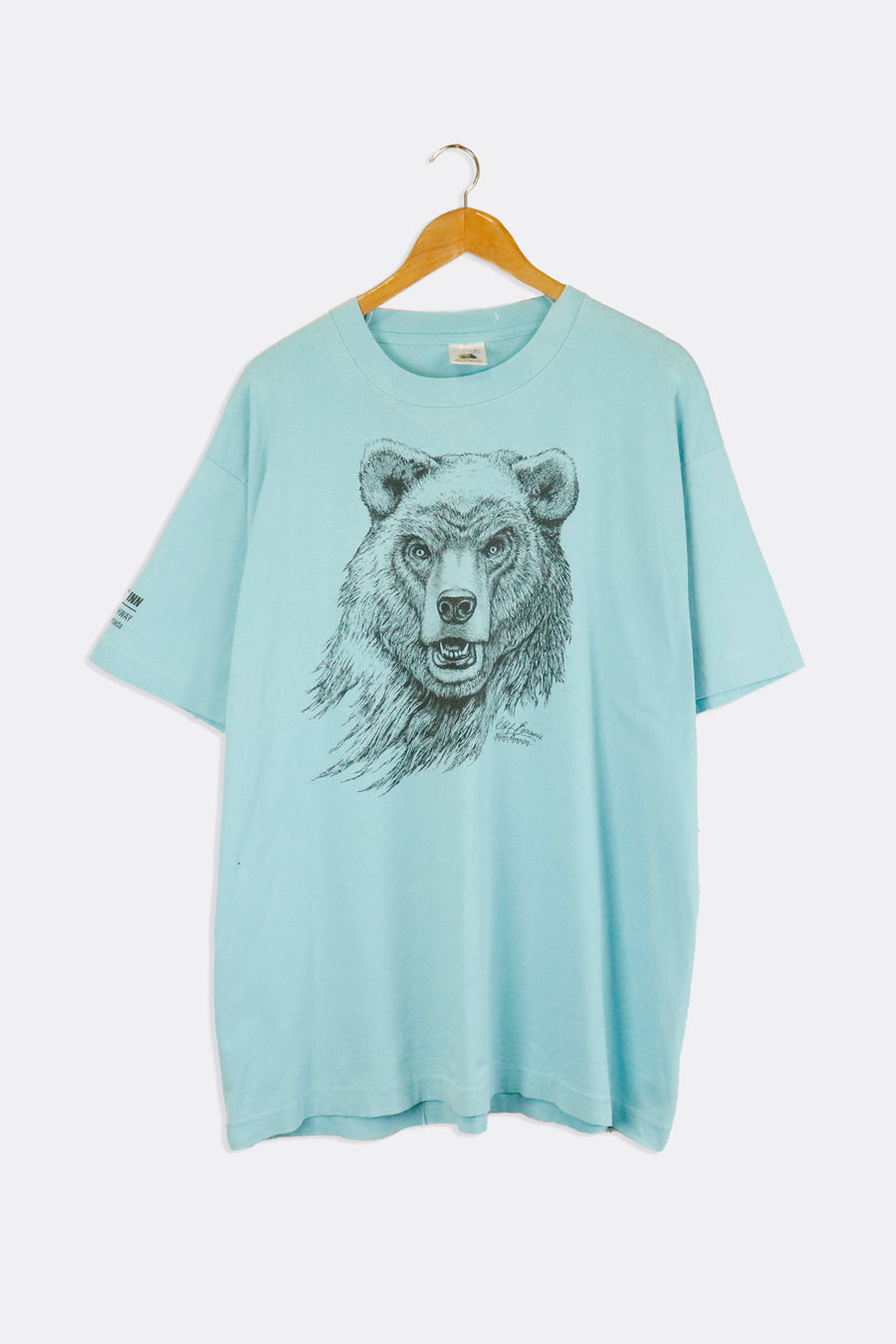Vintage Grizzly Bear Sketch Style Graphic Head Portrait T Shirt Sz XL