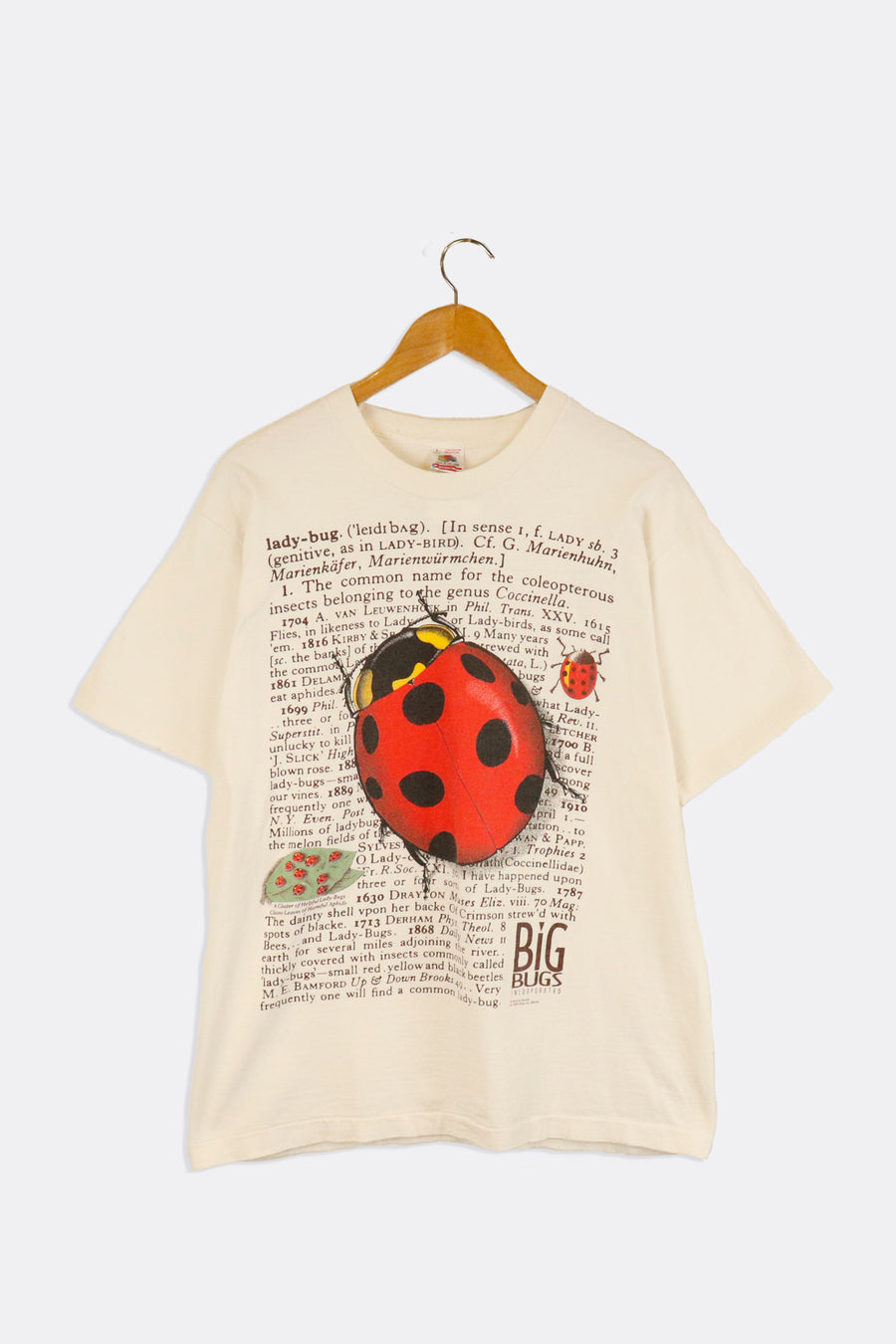 Vintage 1994 Big Bugs Incorporated Lady Bug Graphic Over Top Lady Bug Facts T Shirt Sz L