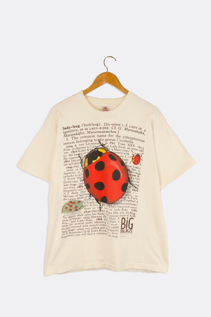 Vintage 1994 Big Bugs Incorporated Lady Bug Graphic Over Top Lady Bug Facts T Shirt Sz L