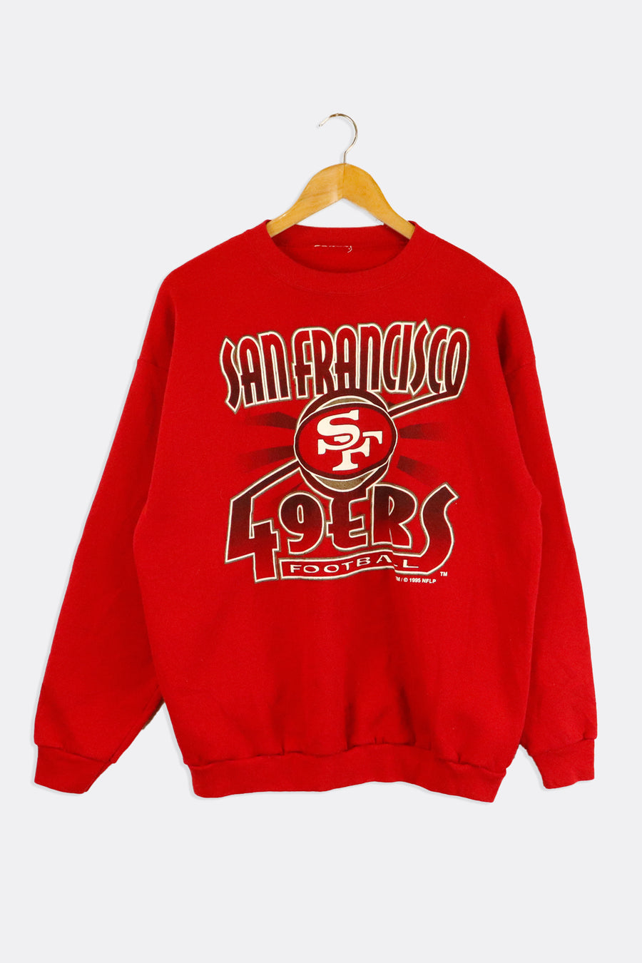 Vintage 1995 NFL San Fransciso 49ERS Big Vinyl Logo And Gradient Colouring Lettering Sweatshirt
