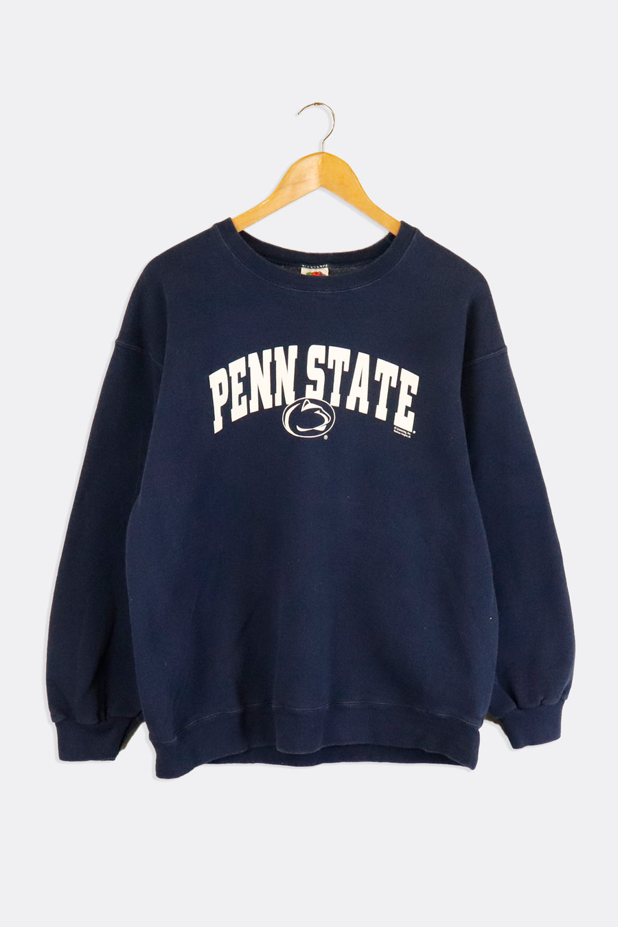 Vintage Penn State All White Block Lettering Font Vinyl Circle Logo Sweatshirt Sz L