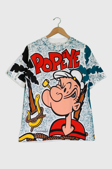 Vintage Popeye Sketch AOP T Shirt Sz L