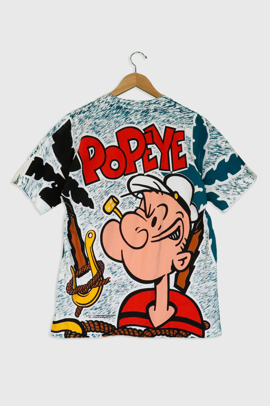 Vintage Popeye Sketch AOP T Shirt Sz L