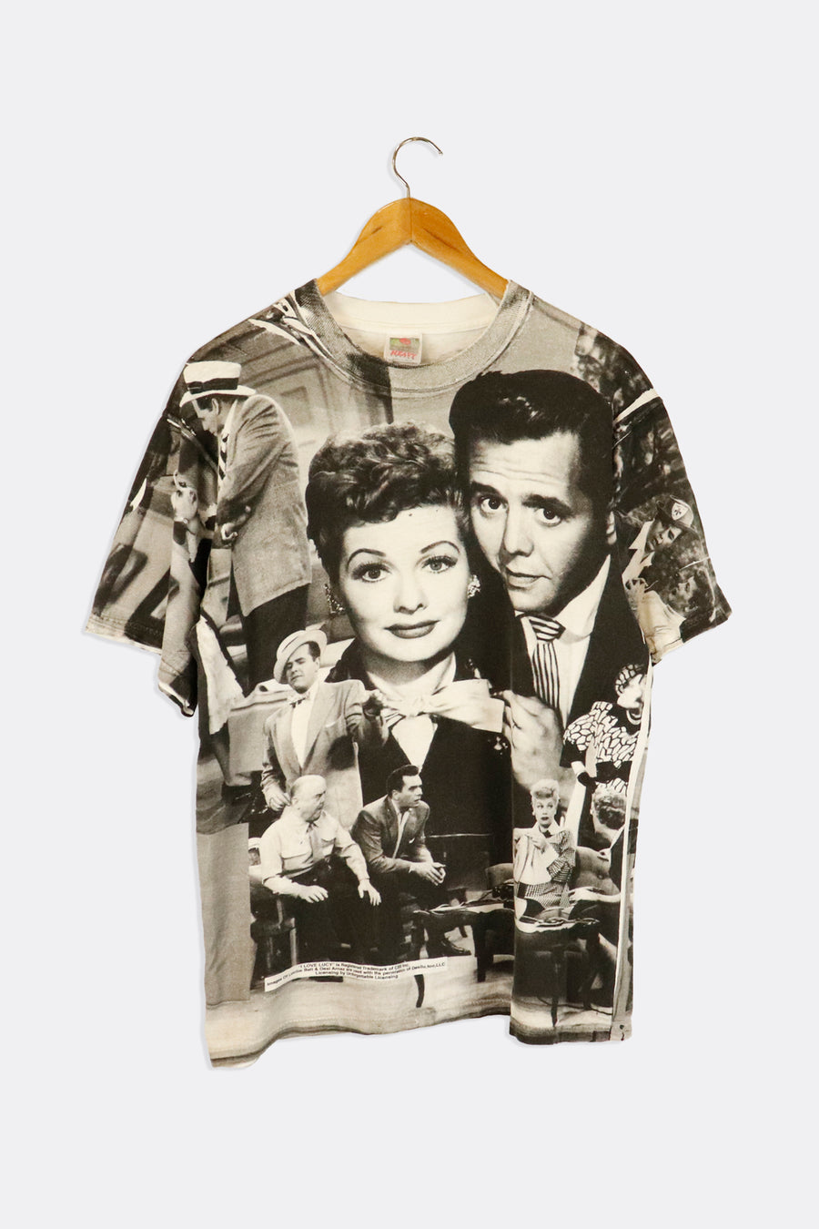 Vintage I Love Lucy Different Shots From Show Black And White All Over Graphic T Shirt Sz L