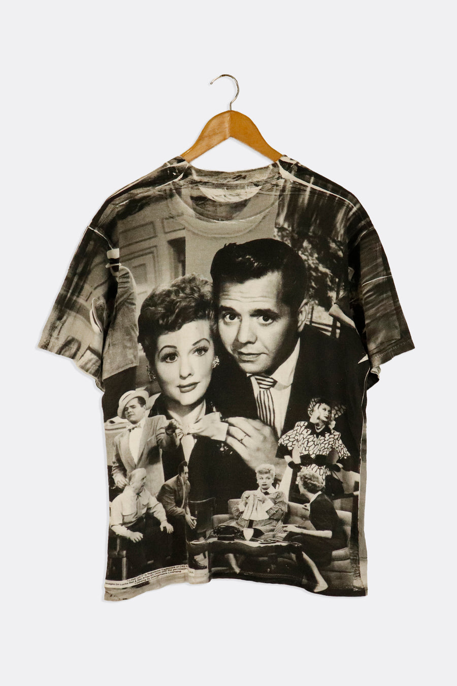 Vintage I Love Lucy Different Shots From Show Black And White All Over Graphic T Shirt Sz L