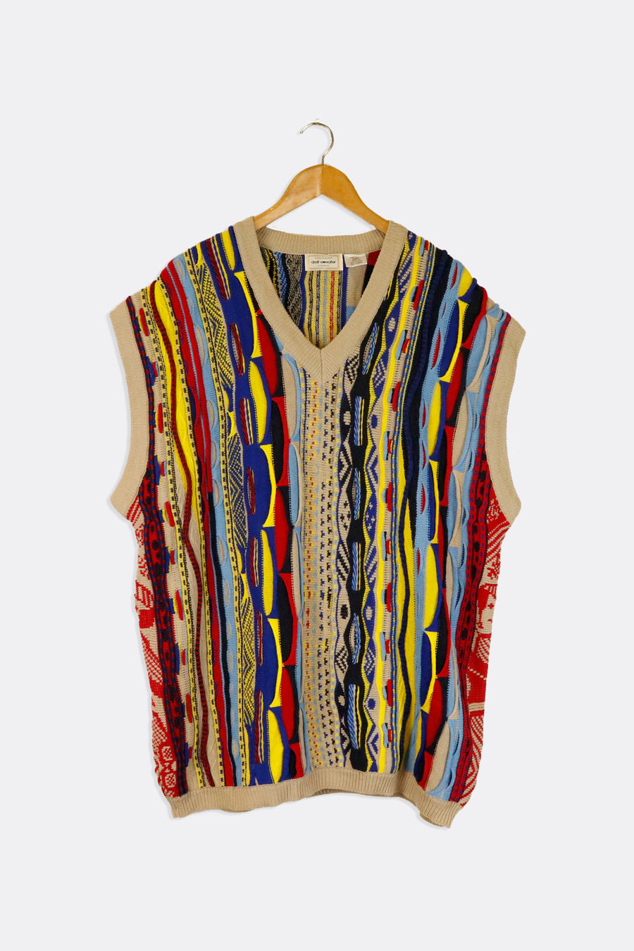 Vintage Multicolour Knit Sweater Vest Sweatshirt Sz 2XL
