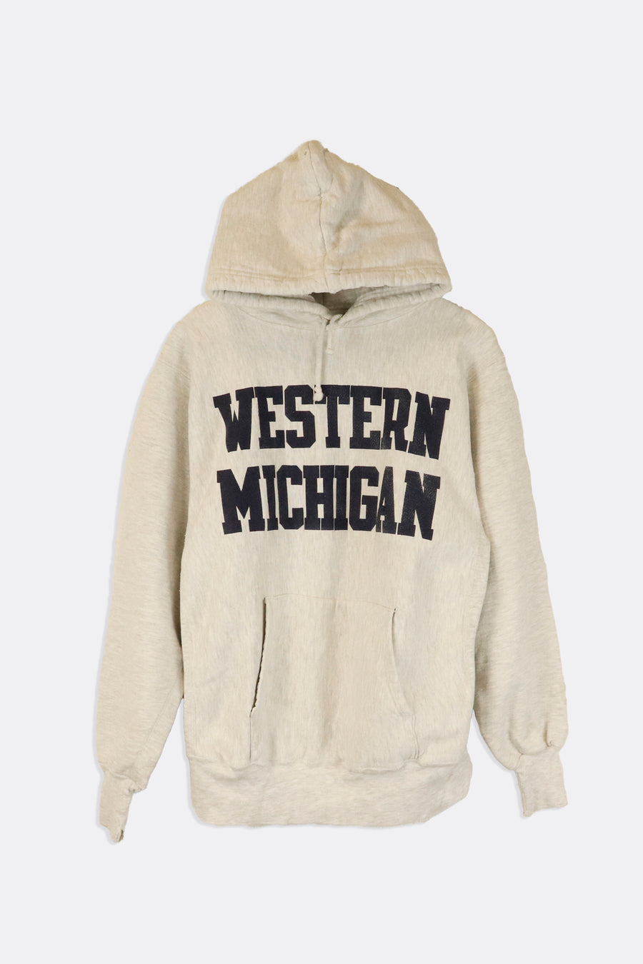 Vintage Western Michigan Simple Block Lettering Navy Font Hoodie Sweatshirt Sz L